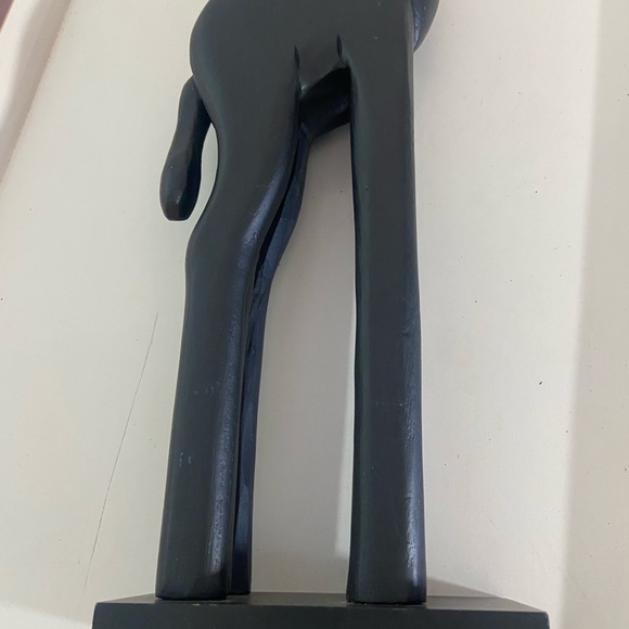 Black Wooden Giraffe Sculpture with Colorful Accents
H 21.5”.  X.  2”. X. 4”. - Picture 4 of 11